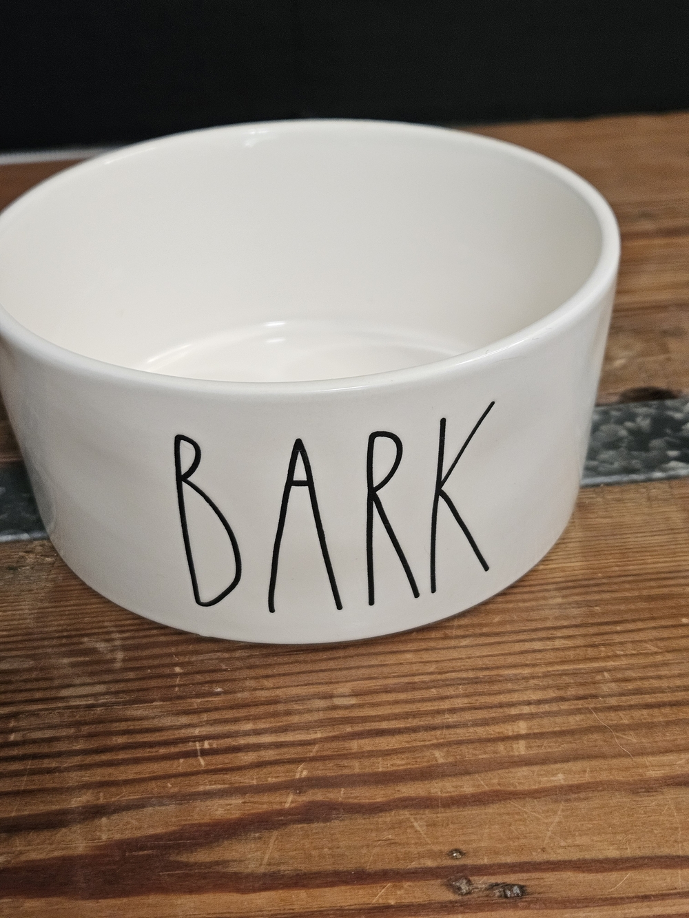 Rae Dunn White Ceramic "BARK" Dog Bowl